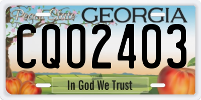 GA license plate CQO2403