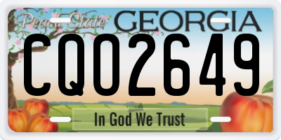 GA license plate CQO2649