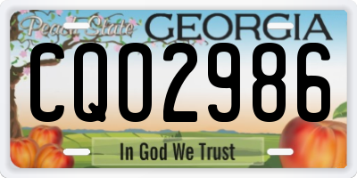 GA license plate CQO2986