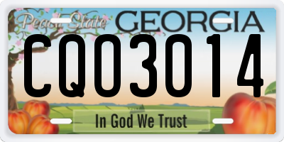 GA license plate CQO3014