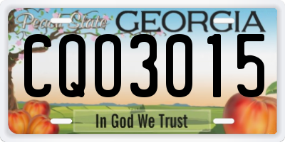 GA license plate CQO3015