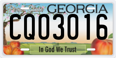 GA license plate CQO3016