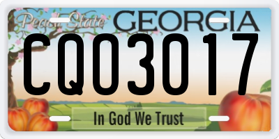 GA license plate CQO3017