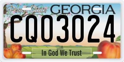 GA license plate CQO3024