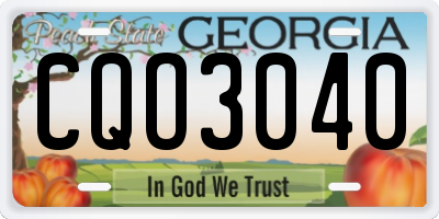 GA license plate CQO3040