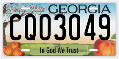 GA license plate CQO3049