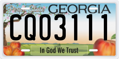 GA license plate CQO3111