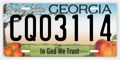 GA license plate CQO3114