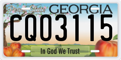 GA license plate CQO3115