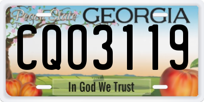 GA license plate CQO3119