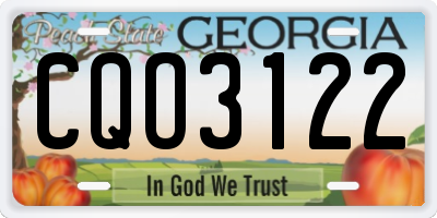 GA license plate CQO3122