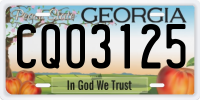 GA license plate CQO3125