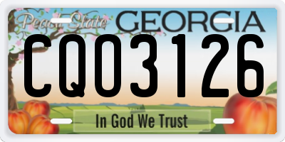 GA license plate CQO3126