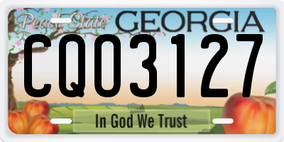 GA license plate CQO3127