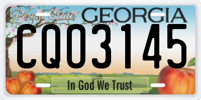 GA license plate CQO3145