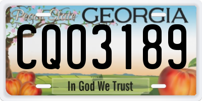 GA license plate CQO3189