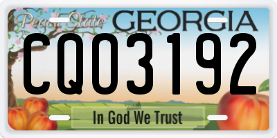 GA license plate CQO3192