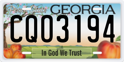 GA license plate CQO3194