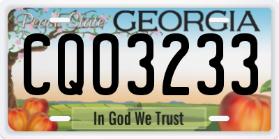 GA license plate CQO3233