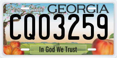 GA license plate CQO3259