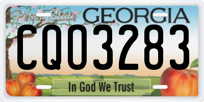 GA license plate CQO3283