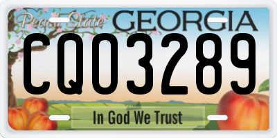 GA license plate CQO3289