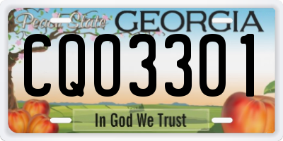 GA license plate CQO3301