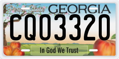 GA license plate CQO3320