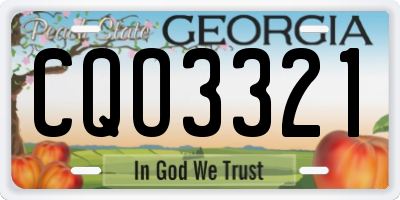 GA license plate CQO3321