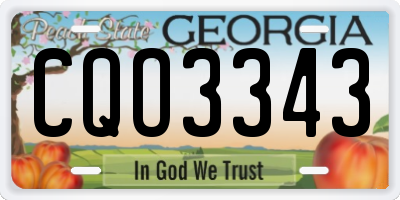 GA license plate CQO3343