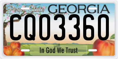 GA license plate CQO3360