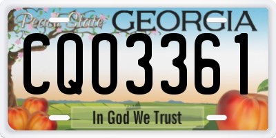 GA license plate CQO3361