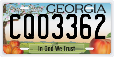 GA license plate CQO3362