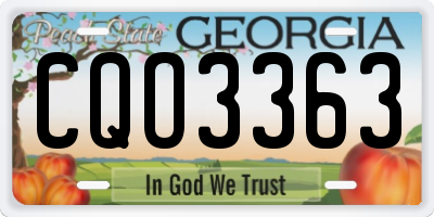 GA license plate CQO3363