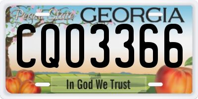 GA license plate CQO3366