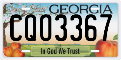 GA license plate CQO3367