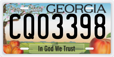 GA license plate CQO3398