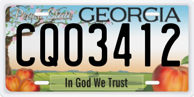 GA license plate CQO3412