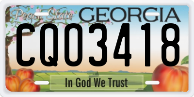 GA license plate CQO3418