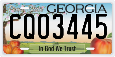 GA license plate CQO3445