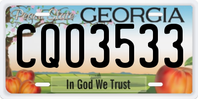 GA license plate CQO3533