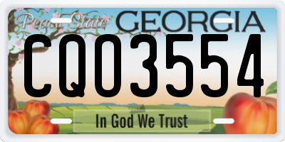 GA license plate CQO3554
