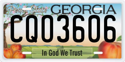 GA license plate CQO3606