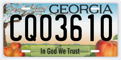 GA license plate CQO3610