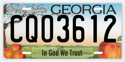 GA license plate CQO3612