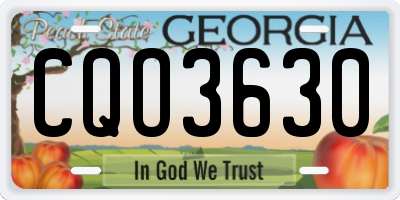 GA license plate CQO3630