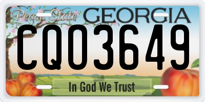 GA license plate CQO3649