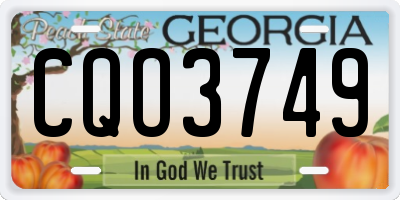 GA license plate CQO3749