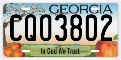 GA license plate CQO3802