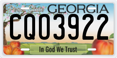 GA license plate CQO3922